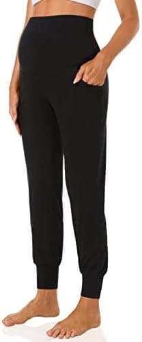 V VOCNI Women's Maternity Pants Maternity Activewear Jogger Track Cuff Sweatpants Over The Belly Stretchy Pregnancy Pants - Image 4