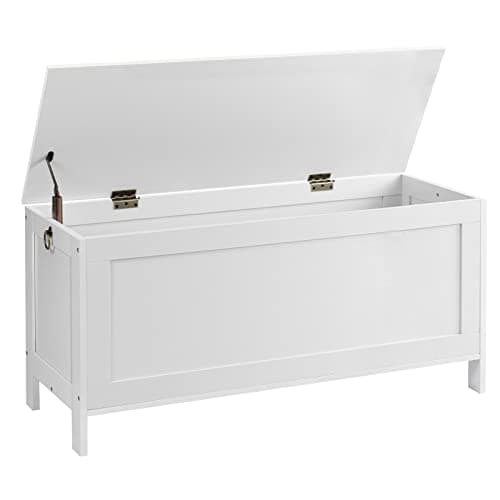HOOBRO Toy Box, Retro Wooden Look Storage Chest with Safety Hinge, Entryway Storage Bench Supports 220 lb, 39.4 x 15.7 x 18.9 Inches Toy Chest Organizer, Easy Assembly (White) - Image 1