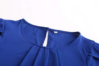 TASAMO Women's Printed Flouncing Flared Short Sleeve Blouse Top Shirts Floral (XX-Large, Royal Blue) - Image 3