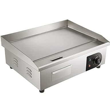 VEVOR Commercial Electric Griddle, 22", 1600W Countertop Flat Top Griddle, Stainless Steel Teppanyaki Grill w/Iron Cooking Plate, 122-572℉ Adjustable Temp Control 2 Shovels & Brushes, 110V - Image 9