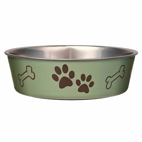 Loving Pets Bella Dog Bowls- Stainless Steel Dog & Cat Bowls - Spill Proof Dog Food Bowl, Cat Bowl, Puppy Essentials & Pet Supplies Great for Home & Travel (X-Large 65-100lbs, Artichoke) - Image 1