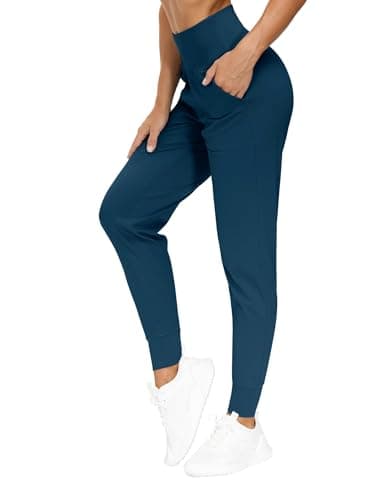 THE GYM PEOPLE Women's Joggers Pants Lightweight Athletic Leggings Tapered Lounge Pants for Workout, Yoga, Running Dark Blue Green - Image 1