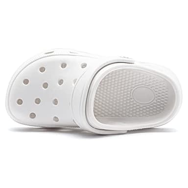 HOBIBEAR Boys Girls Classic Graphic Kids Garden Clogs Slip on Water Shoes (White-Size 4 Big Kid) - Image 5