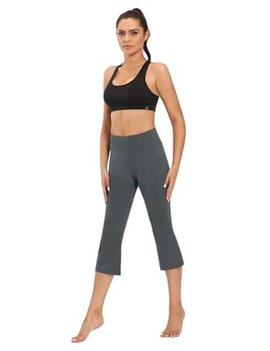 FIRST WAY Buttery Soft Women's Bootcut Yoga Pants Capris with 3 Pockets Lounge Floral Printing Capris, Iron Gate L - Image 6