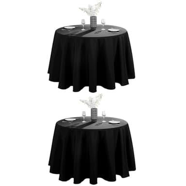 Vidafete 2 Pack 120inch Round Tablecloth Polyester Table Cloth，Stain Resistant and Wrinkle Polyester Dining Table Cover for Kitchen Dinning Party Wedding Rectangular Tabletop Buffet Decoration (Black) - Image 1