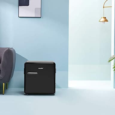 Comfee 1.6 Cubic Feet Solo Series Retro Refrigerator Sleek Appearance HIPS Interior, Energy Saving, Adjustable Legs, Temperature Thermostat Dial, Removable Shelf, Perfect for Home/Dorm/Garage [Black] - Image 7