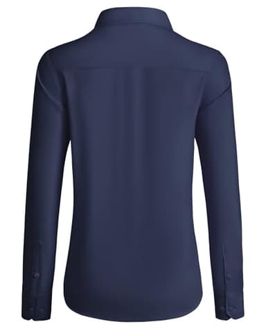 siliteelon Button Down Shirts for Women Wrinkle Free Dress Shirts Long Sleeve Shirts Formal Work Office Blouses Tops Navy Blue - Image 2
