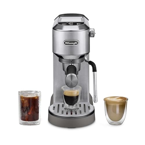 De'Longhi Dedica Duo Compact Espresso Machine - Cold Brew Coffee Maker with Milk Frother Wand- for Espresso, Hot & Iced Coffee, Cappuccinos, Lattes & Home Barista Brewing, Stainless Steel - Image 1