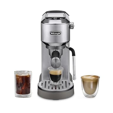 De'Longhi Dedica Duo Compact Espresso Machine - Cold Brew Coffee Maker with Milk Frother Wand- for Espresso, Hot & Iced Coffee, Cappuccinos, Lattes & Home Barista Brewing, Stainless Steel - Image 1