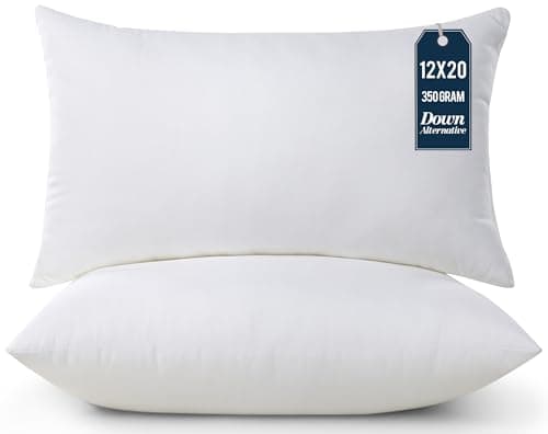 Utopia Bedding Throw Pillows (Pack of 2, White), 12 x 20 Inches Indoor Decorative Pillow Insert for Sofa, Bed and Couch - Image 1