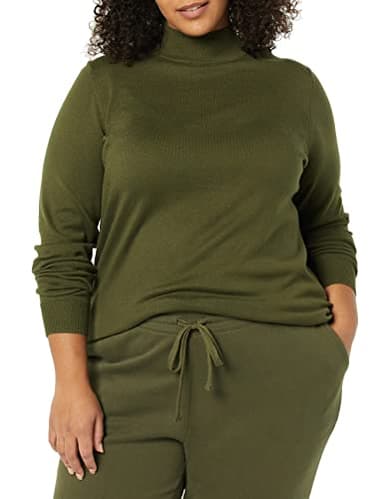Amazon Essentials Women's Lightweight Mockneck Sweater (Available in Plus Size), Olive, Medium - Image 4