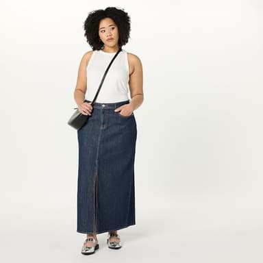 The Drop Women’s Rylie Maxi Denim Skirt with Front Slit, Dark Indigo, XXL, Plus Size - Image 7