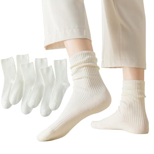 Flydo 6 Pack Women's Crew Socks - Cotton, Cute Casual Athletic Soft Aesthetic - Image 1
