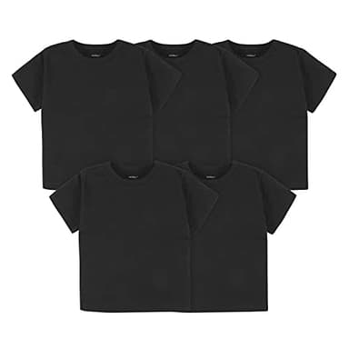Gerber Baby Toddler 5-Pack Solid Short Sleeve T-Shirts Jersey 160 GSM, Black, 4T - Image 1