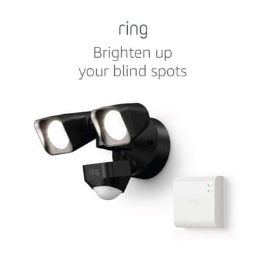 Ring Smart Lighting – Floodlight, Wired, Outdoor Motion-Sensor Security Light, Black (Starter Kit) - Image 1