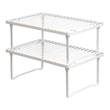 Amazon Basics Stackable Metal Kitchen Storage Shelves for Dishes, 12.5" L x 8" D x 4.5" H, Set of 2, White - Image 1