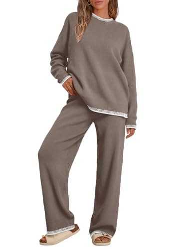 LILLUSORY Lounge Sets Womens 2 Two Piece Matching Sweater Loungewear Set 2025 Fall Winter Two Piece Fall Knit Comfy Clothes Outfits - Image 1