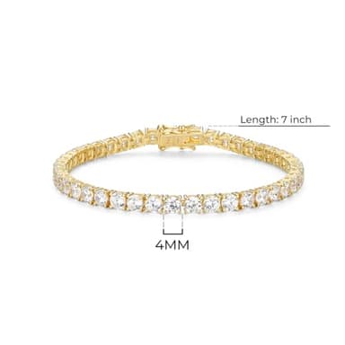 Amazon Essentials Yellow 18K Gold Plated Sterling Silver Round Cut Cubic Zirconia Tennis Bracelet (4mm), 7" (previously Amazon Collection) - Image 5
