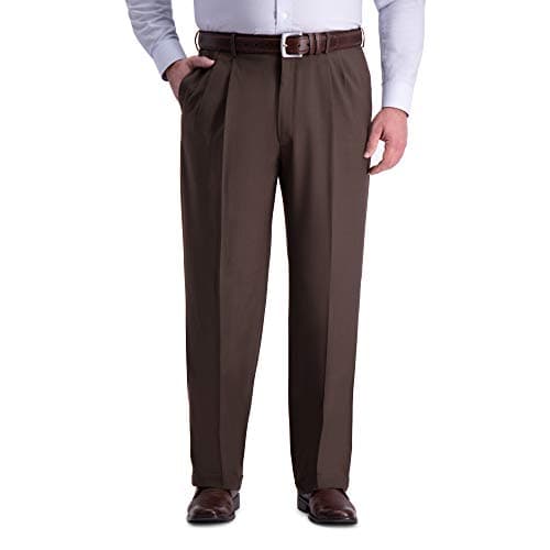 Haggar mens Big & Tall Premium Comfort Classic Fit Pleat Front Dress Pants, Dark Chocolate, 46W x 29L US - Image 1