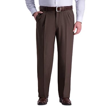 Haggar mens Big & Tall Premium Comfort Classic Fit Pleat Front Dress Pants, Dark Chocolate, 46W x 29L US - Image 1