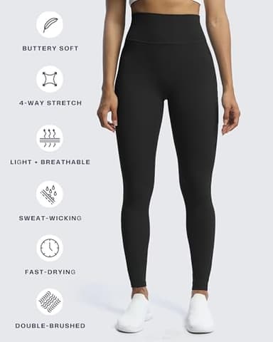 Aoxjox High Waisted Workout Leggings for Women Trinity Yoga Pants 26.5" (Black, Small) - Image 5