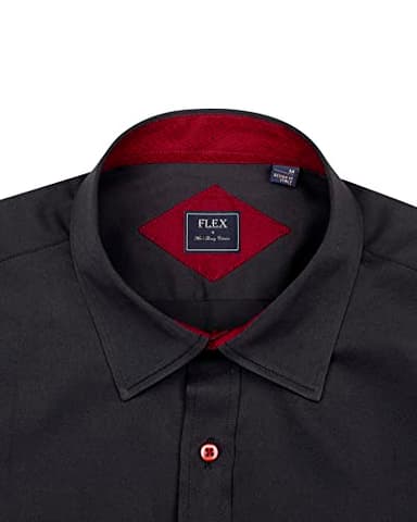 Alimens & Gentle Men's Dress Shirts Long Sleeve Wrinkle-Free Business Casual Button Down Shirt, Black Red, 4X-Large - Image 4