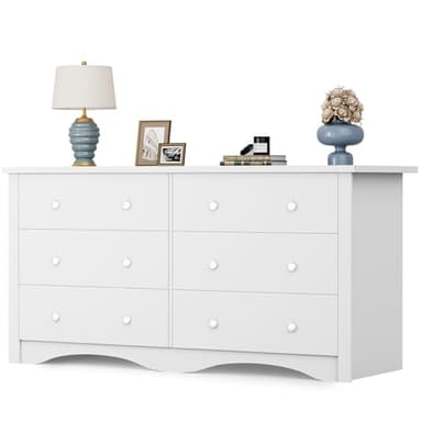 YESHOMY Dresser for Bedroom with 6 Drawers, Modern Chest of Drawers, Wooden Dressers, TV Stand for Living Room,Closet, Hallway (White) - Image 8