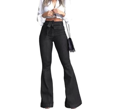 KDF High Waisted Flare Jeans for Women Bell Bottom Jeans with Belt for Women Stretch Wide Leg Jeans - Image 1