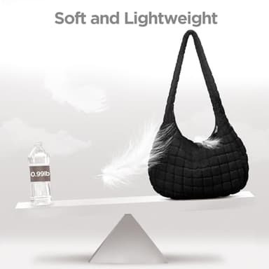 Puffer Tote Bag for Women Large Quilted Tote Bag Quilted Carryall Bag Soft Puffy Crossbody Bag Hobo Handbags Puff Purse - Image 3