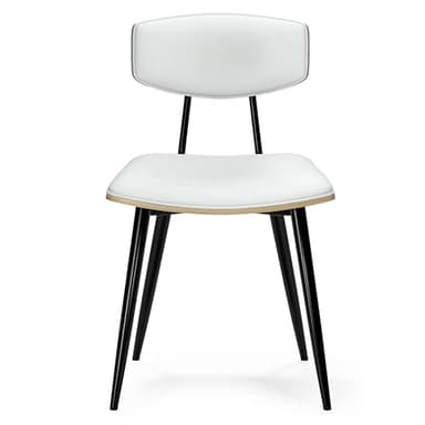 SIMPLIHOME Mavis Dining Chairs - Mid-Century Modern Iron Frame and Vegan Faux Leather Kitchen Chair Set in White, Dining Room Seating with Curved Wood Veneer Backrest and Padded Seat (Set of 2) - Image 4