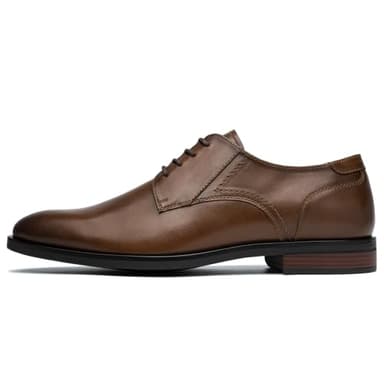 Mens Formal Oxford Dress Shoes, Lace Up Business Derby Shoes with Comfortable Lining Brown - Image 2