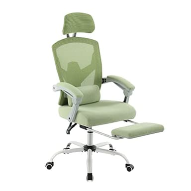 DUMOS Office Desk Chair with Footrest Ergonomic Gaming Chair for Adults Computer Mesh, Lumbar Support,Swivel Reclining with Headrest, Comfy Armrest for Home, Office, Work, Study, Light Green - Image 1