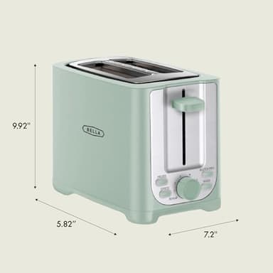 BELLA 2 Slice Toaster with Auto Shut Off - Extra Wide Slots & Removable Crumb Tray and Cancel, Defrost & Reheat Function - Toast Bread, Bagel & Waffle, Sage - Image 8