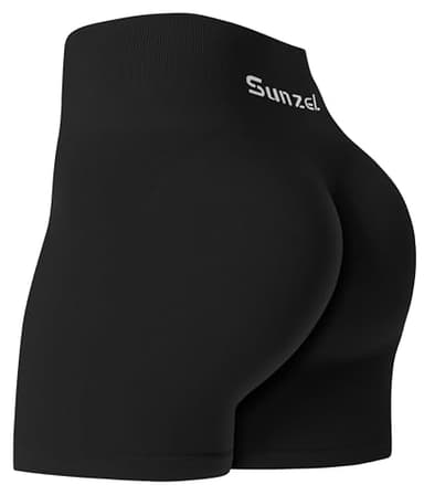 Sunzel Workout Biker Shorts Women Scrunch Butt Lifting Seamless Shorts High Waist Stretch Booty Short for Gym Yoga Running, Black50 Medium - Image 1