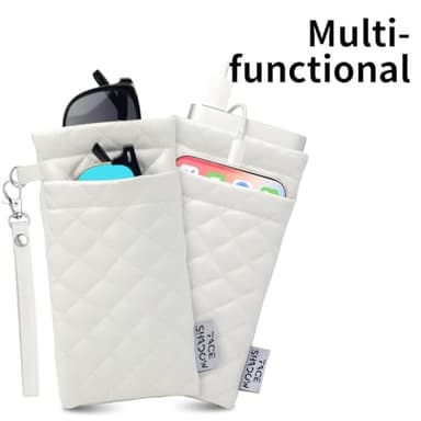 Face Shadow Double Glasses Case Soft Eyeglass Case For Women Men Squeeze Top Sunglasses Case With Cleaning Cloth - Image 6