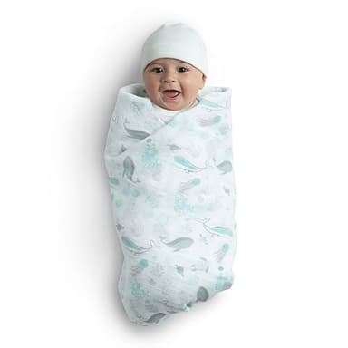Delta Children 100% Cotton Muslin Baby Receiving Blankets for Girls and Boys – 47x47 Inches (Pack of 2), Sea Life - Image 4