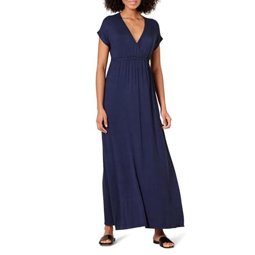 Amazon Essentials Women's Waisted Maxi Dress (Available in Plus Size), Navy, XX-Large - Image 1