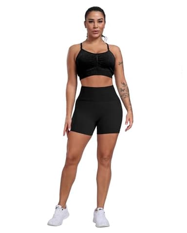 CHRLEISURE Women's 4 Packs Workout Gym Shorts, High Waisted Butt Lifting Scrunch Butt Seamless Booty Shorts(4Black,M) - Image 3
