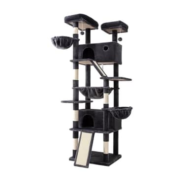 SHA CERLIN 81in Multi-Level Tall Cat Tree Tower for Indoor Kitties/Larger Cat Condo Furniture with Hammock/Cozy Pussycat Perches/Sisal Scratching Posts/Pet House/Wide Base/Dark Grey - Image 9