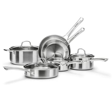 Stainless Steel Cookware Set,Tir-Ply Pots and Pans Set,10 Pcs Stainless Steel Induction Kitchen Cookware Sets,PFOA Free, Frying Pans,Saucepans,Saute Pan & Stock Pot,Compatible with All Cooktops - Image 1