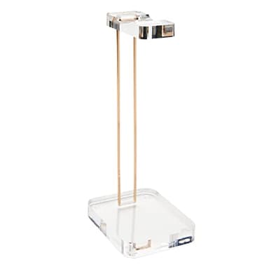 russell+hazel Acrylic Headphones Stand, Headset Holder, Office Accessories, Clear Acrylic with Gold Hardware, 4” x 5” x 10.5” (93922) - Image 1