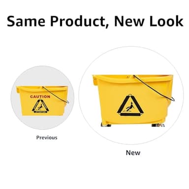Amazon Basics Rectangular Floor Cleaning Mop Bucket with Sturdy Down Press Wringer Combo, 35-Quart, Yellow (Previously AmazonCommercial brand) - Image 6