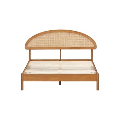 NTC Gem Wooden Bed Frame with Headboard and Natural Rattan, Solid Oak/Rubber Wood Foundation with Silent Slats, 1000 Lb Capacity, Effortless Assembly (Natural Cane - Rustic Oak, Queen) - Image 7