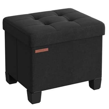 SONGMICS Storage Ottoman, Small Ottoman Foot Rest with Legs, 12.6 x 15.8 x 13.2 Inches Foot Stool, Load up to 660 lb, for Living Room, Bedroom, Dorm, Ink Black ULSF012B01 - Image 1