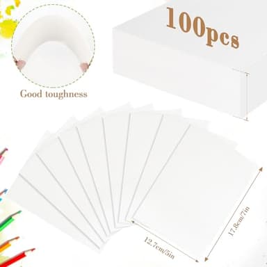 100PCS 5x7 Watercolor Paper Bulk, 140lb/300g Cold Press Thick Water Color Paper Pad for Kid Child Adult, White Art Paper for Drawing Painting Markers Gouache, Textured Cotton Paper Sheets - Image 2