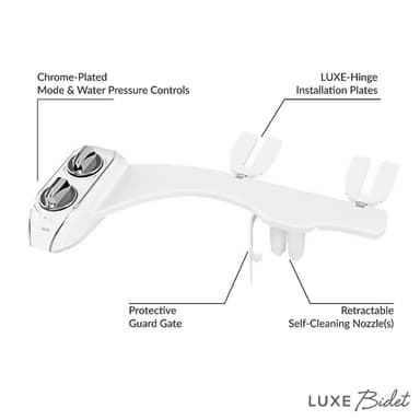 LUXE Bidet NEO 185 Plus - Dual Nozzle, Non-Electric Bidet Attachment for Toilet Seat, Patented Slide-In Install, 360° Self-Clean, EZ-Lift to Clean, Feminine & Rear Wash (Chrome) - Image 8
