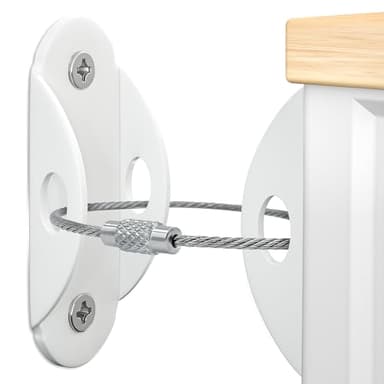 Booda Brand Furniture Anchors (10 Pack) for Baby Proofing, Furniture Straps Anti Tip Furniture Anchor Securing 400 lbs/Keep Baby Pet Safety from Falling Furniture, Metal White Earthquake Straps - Image 1