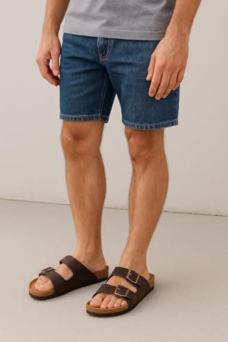 CUSHIONAIRE Lane Cork Footbed Mens Sandals, Adjustable Buckle Comfort Slides for Men, Genuine Leather Insole Summer Sandals Men Footwear, BROWN 12 - Image 6