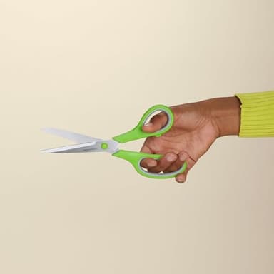 Amazon Basics Stainless Steel Scissors for Office, Crafts, Multipurpose, Sharp, Comfort Grip, PVD Coated, 2 Pack, Green and Grey - Image 3