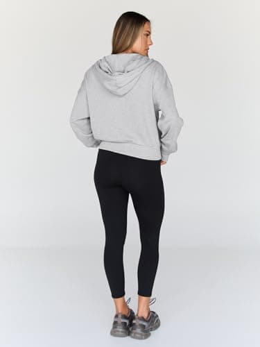 Trendy Queen Hoodies for Women Full Zip Up Cropped Sweatshirts Jackets Casual Comfy Gym Tops Fall Outfits Winter Clothes 2025 Cute Y2k Fleece Sweaters Teen Girls Pullover Grey XL - Image 5